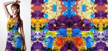 18009 Materiał ze wzorem abstrakcyjny motyw kwiatowy w stylu farb olejnych z efektem odbicia